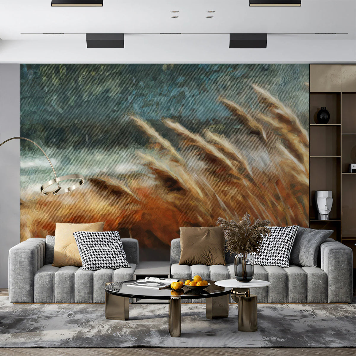 Golden Meadow Oil Painting Mural Wallpaper — Impressionist Style Mural Wallpaper - pure wallpaper artwork