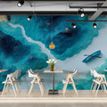 3D Topographic Ocean Mural Wallpaper — Paper Cut Style Nautical Art Mural Wallpaper - pure wallpaper artwork