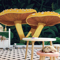Giant Botanical Mushroom Mural Wallpaper — Whimsical Forest Scene Mural Wallpaper - pure wallpaper artwork