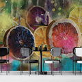 Watercolor Citrus Slices Mural Wallpaper — Vibrant Fruit Art Mural Wallpaper - pure wallpaper artwork
