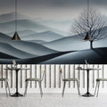 Minimalist Rolling Hills Mural Wallpaper — Calm Landscape Design Mural Wallpaper - pure wallpaper artwork