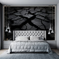 Cracked Earth Monochrome Mural Wallpaper — Industrial Abstract Art Mural Wallpaper - pure wallpaper artwork