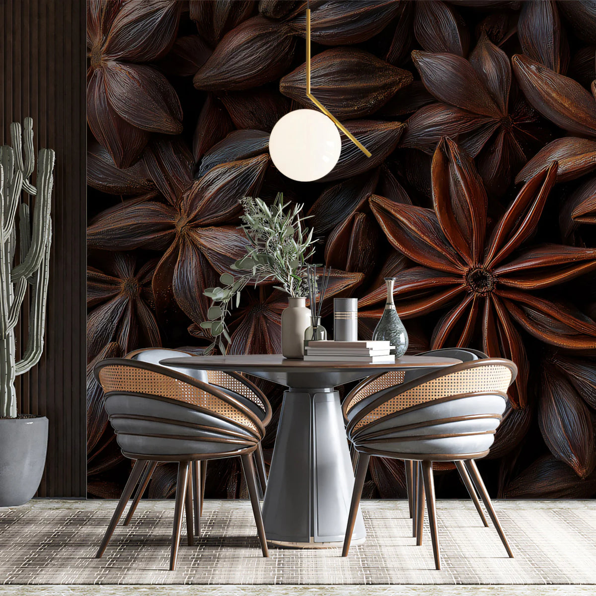 Star Anise Macro Mural Wallpaper — Organic Rustic Texture Mural Wallpaper - pure wallpaper artwork