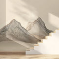 Topographic Mountain Line Art Mural Wallpaper — Beige Minimalist Mural Wallpaper - pure wallpaper artwork