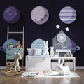 Solar System Planets Mural Wallpaper — Modern Vector Space Design Mural Wallpaper - pure wallpaper artwork