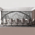 Stained Glass Mountain Mural Wallpaper —Monochrome Geometric Art Mural Wallpaper - pure wallpaper artwork