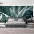 Crystalline Teal Botanical Mural Wallpaper — Modern Abstract Art Mural Wallpaper - pure wallpaper artwork