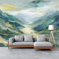 Impressionist Mountain Lake Mural Wallpaper — Painted Landscape Mural Wallpaper - pure wallpaper artwork