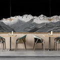 Topographic Mountain Line Art Mural Wallpaper — Monochrome Horizon Mural Wallpaper - pure wallpaper artwork