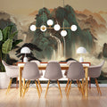Emerald Peaks Shanshui Landscape Mural Wallpaper - pure wallpaper artwork