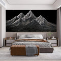 Topographic Mountain Line Art Mural Wallpaper — Monochrome Graphic Mural Wallpaper - pure wallpaper artwork