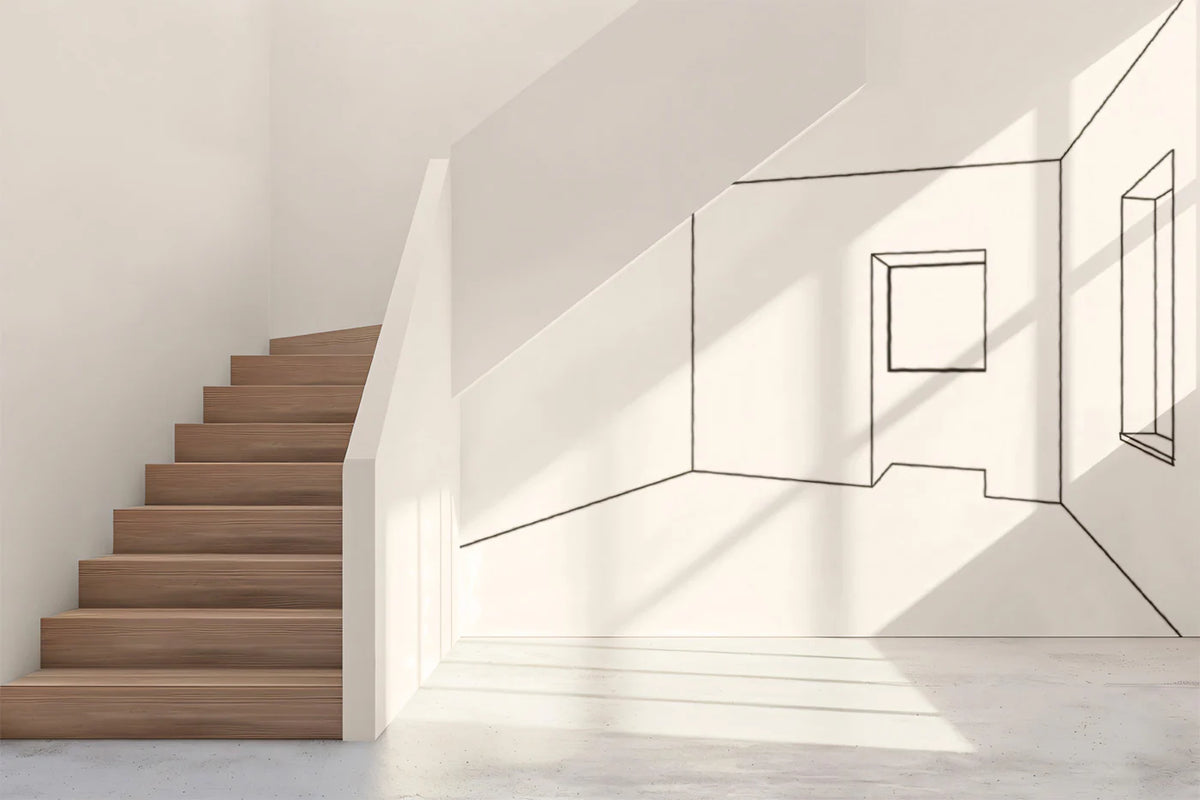 Architectural Perspective Mural Wallpaper — Minimalist Line Art Mural Wallpaper - pure wallpaper artwork