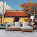 Chinese Street Scene Mural Wallpaper — Oil Painting Art Style Mural Wallpaper - pure wallpaper artwork