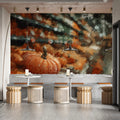 Impressionist Harvest Pumpkin Mural Wallpaper — Warm Autumnal Art Mural Wallpaper - pure wallpaper artwork
