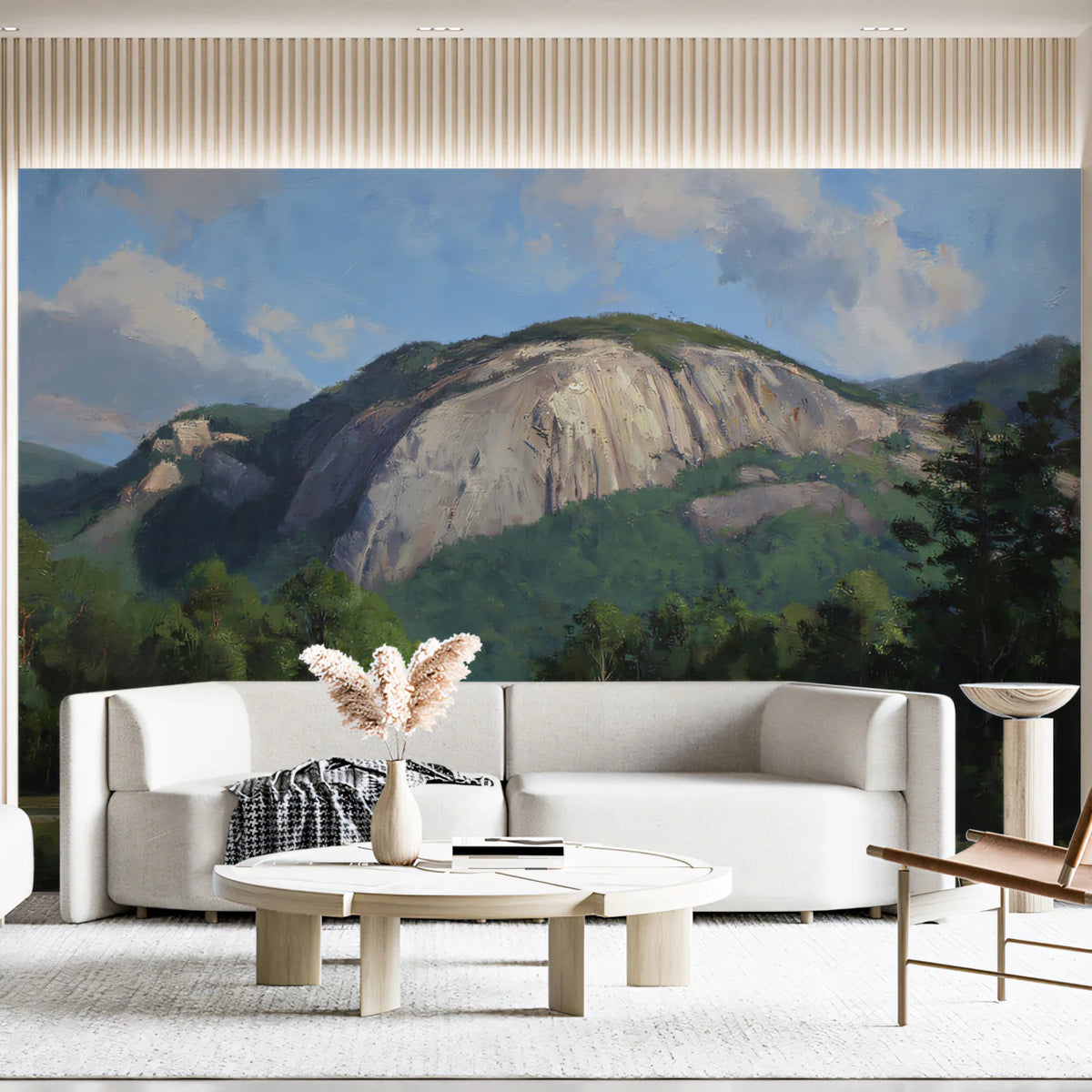 Mountain Highway Landscape Mural Wallpaper — Impressionist Horizon Mural Wallpaper - pure wallpaper artwork