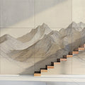 Topographical Mountain Line Art Mural — Neutral Minimalist Design Mural Wallpaper - pure wallpaper artwork