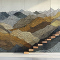 Topographic Mountain Line Mural Wallpaper — Earth Tone Modern Art Mural Wallpaper - pure wallpaper artwork