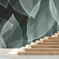 Abstract White Skeleton Leaf Mural Minimalist Monochrome Botanical Wallpaper Mural Wallpaper - pure wallpaper artwork