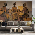 African Rhythm Drummer Mural Wallpaper — Stylized Ethnic Art Mural Wallpaper - pure wallpaper artwork