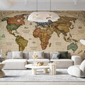 Antique World Map Mural Wallpaper — Vintage Cartography Print Mural Wallpaper - pure wallpaper artwork