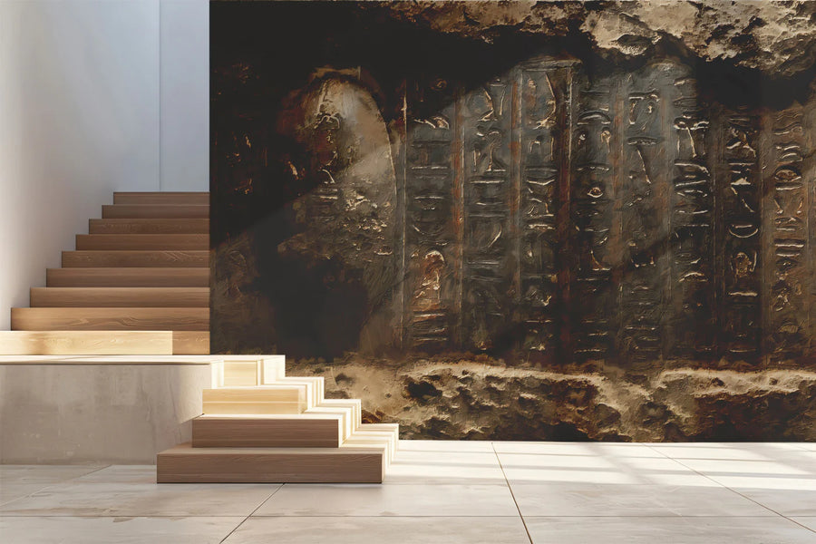 Ancient Egyptian Stone Hieroglyphics Mural Wallpaper