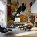 Chinoiserie Bird and Peony Mural Wallpaper — Traditional Floral Art Mural Wallpaper - pure wallpaper artwork
