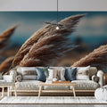 Golden Pampas Grass Meadow Mural Wallpaper — Cinematic Landscape Mural Wallpaper - pure wallpaper artwork
