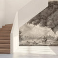 Banyan Tree Mountain Landscape Mural Wallpaper — Vintage Etching Mural Wallpaper - pure wallpaper artwork
