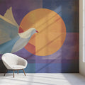 Dove of Peace Geometric Mural Wallpaper — Symbolic Modern Art Mural Wallpaper - pure wallpaper artwork