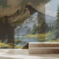 Snow-Dusted Alpine Peak Mural Wallpaper in Impressionist Style Mural Wallpaper - pure wallpaper artwork