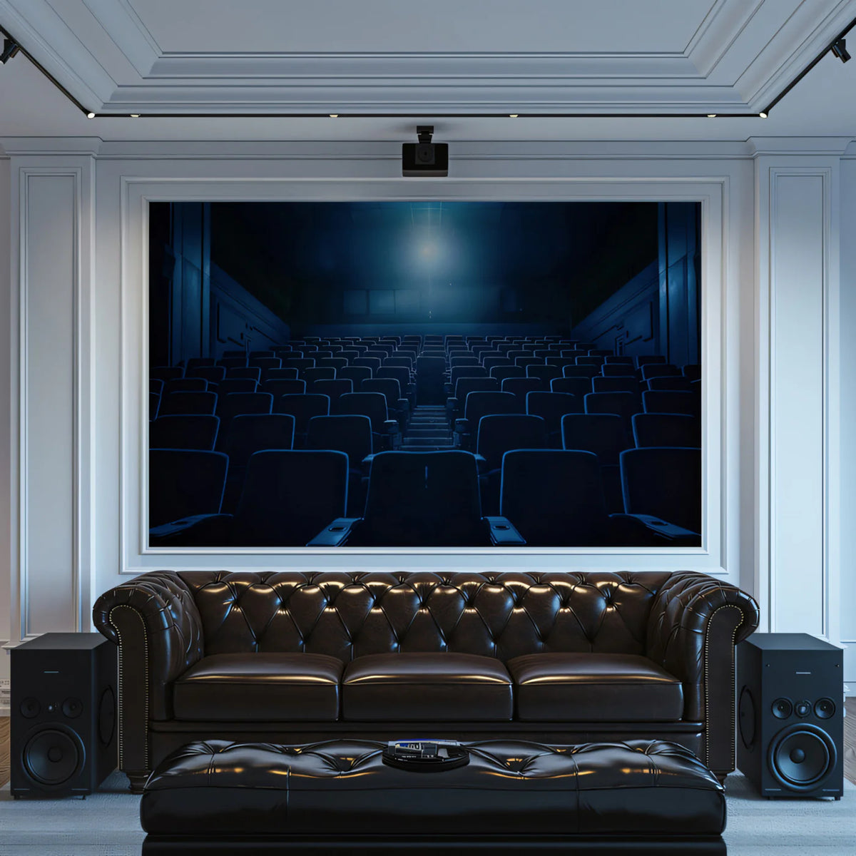 Cinema Seating Mural Wallpaper — Cinematic Interior Design Mural Wallpaper - pure wallpaper artwork