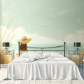 Coastal Meadow Stroll Mural Wallpaper — Summer Seaside Escape Mural Wallpaper - pure wallpaper artwork