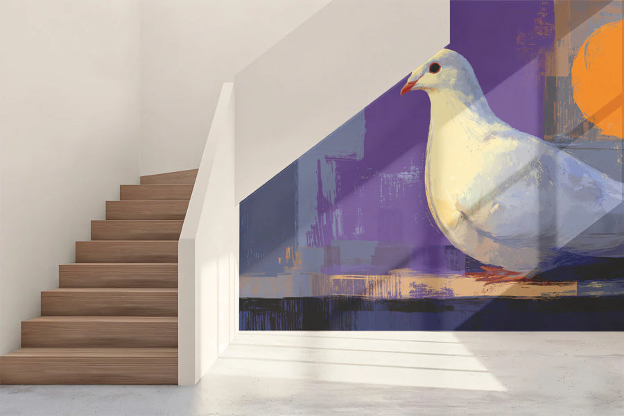 Dove of Peace Mural Wallpaper — Abstract Painterly Wall Art Mural Wallpaper