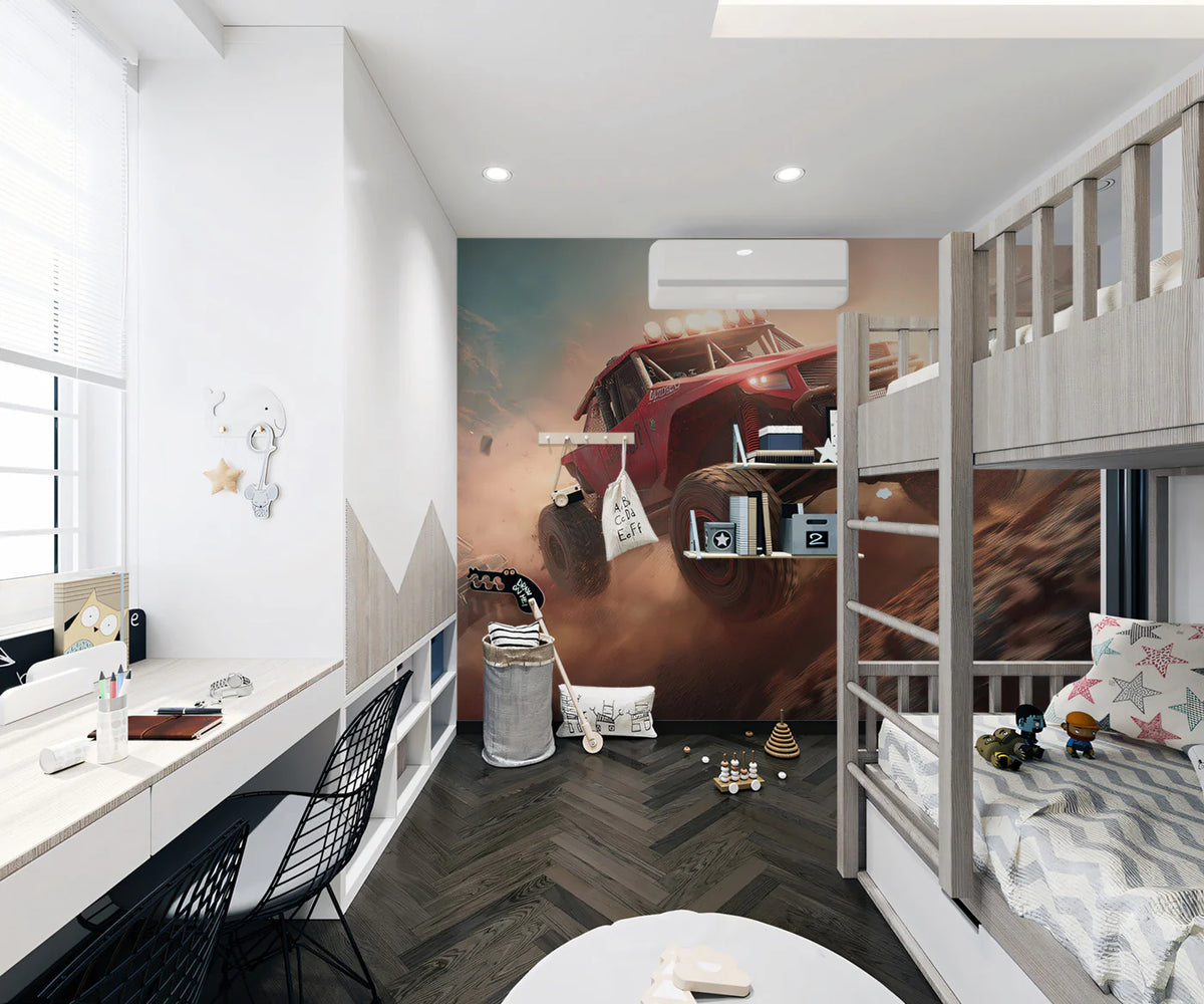 Desert Off-Road Rally Mural Wallpaper — Cinematic Racing Action Mural Wallpaper - pure wallpaper artwork