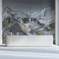 Starry Mountain Peak Mural Wallpaper — Artistic Monochrome Decor Mural Wallpaper - pure wallpaper artwork