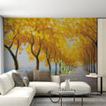 Golden Autumn Waterfront Mural — Impressionist Oil Painting Style Mural Wallpaper - pure wallpaper artwork