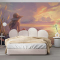 Dreamy Sunset Shore Mural Wallpaper — Whimsical Coastal Scene Mural Wallpaper - pure wallpaper artwork