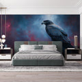 Midnight Eagle Wildlife Mural Wallpaper — Painterly Moody Decor Mural Wallpaper - pure wallpaper artwork