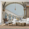 Grand European Portico Mural Wallpaper — Architectural Sketch Art Mural Wallpaper - pure wallpaper artwork