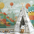 Toy Block Fairground Mural Wallpaper — Whimsical Playroom Design Mural Wallpaper - pure wallpaper artwork