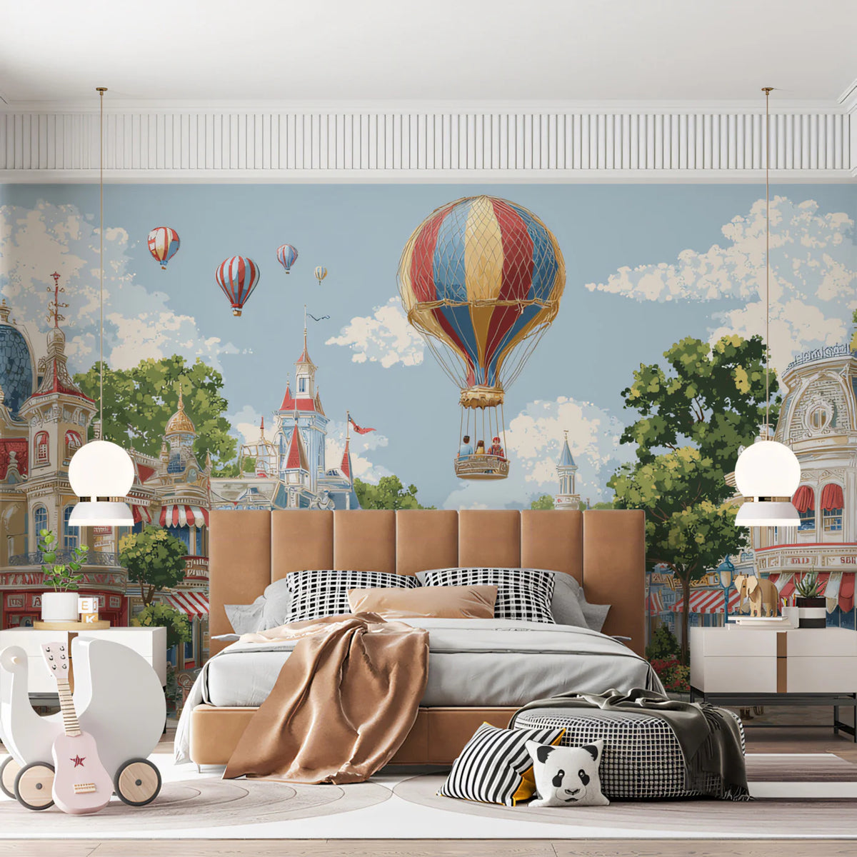 Victorian Townscape Mural Wallpaper — Whimsical Fantasy Adventure Mural Wallpaper - pure wallpaper artwork