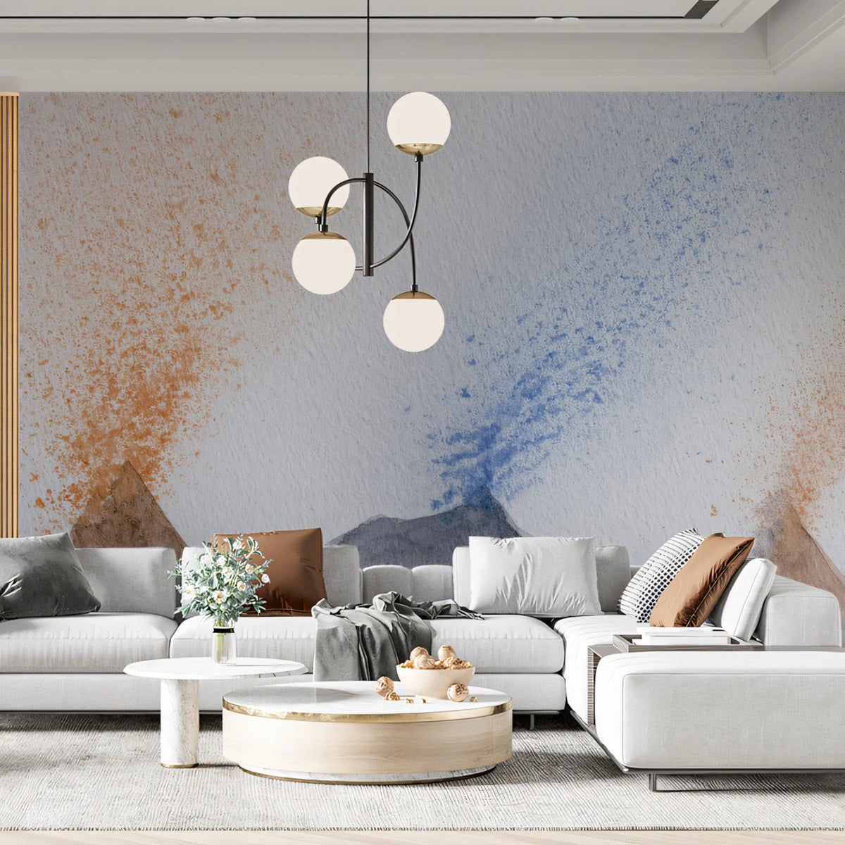 Abstract Mountain Peaks Mural Wallpaper — Watercolor Art Mural Wallpaper - pure wallpaper artwork