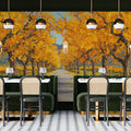 Golden Autumn Orchard Mural Wallpaper — Impressionistic Landscape Mural Wallpaper - pure wallpaper artwork