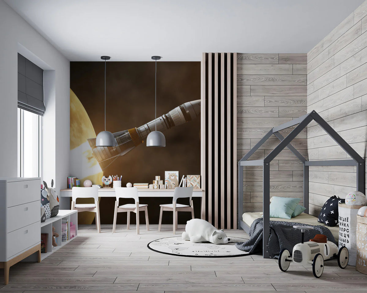 Interstellar Rocket Launch Mural Wallpaper — Cinematic Space Design Mural Wallpaper - pure wallpaper artwork