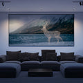 Wireframe Stag Lakeside Mural Wallpaper — Modern Digital Landscape Mural Wallpaper - pure wallpaper artwork