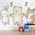 Forest Friends Musical Mural Wallpaper — Whimsical Kids Illustration Mural Wallpaper - pure wallpaper artwork