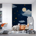 Starry Night Clouds Mural Wallpaper — Whimsical Night Sky Decor Mural Wallpaper - pure wallpaper artwork
