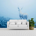 Digital Mesh Deer Mural Wallpaper — Ethereal Blue Forest Landscape Mural Wallpaper - pure wallpaper artwork