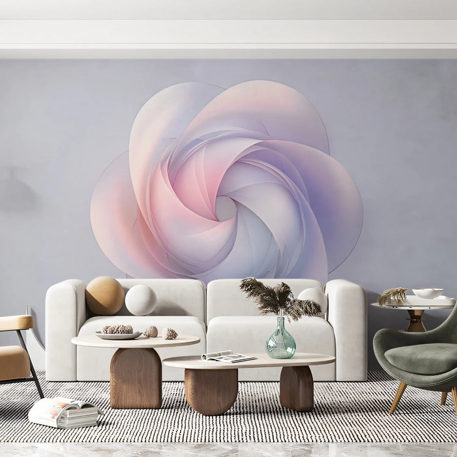 Abstract Petal Swirl Mural Wallpaper — Soft Geometric Floral Mural Wallpaper