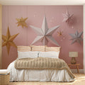 Hanging Paper Star Mural Wallpaper — Whimsical Soft Pink Decor Mural Wallpaper - pure wallpaper artwork